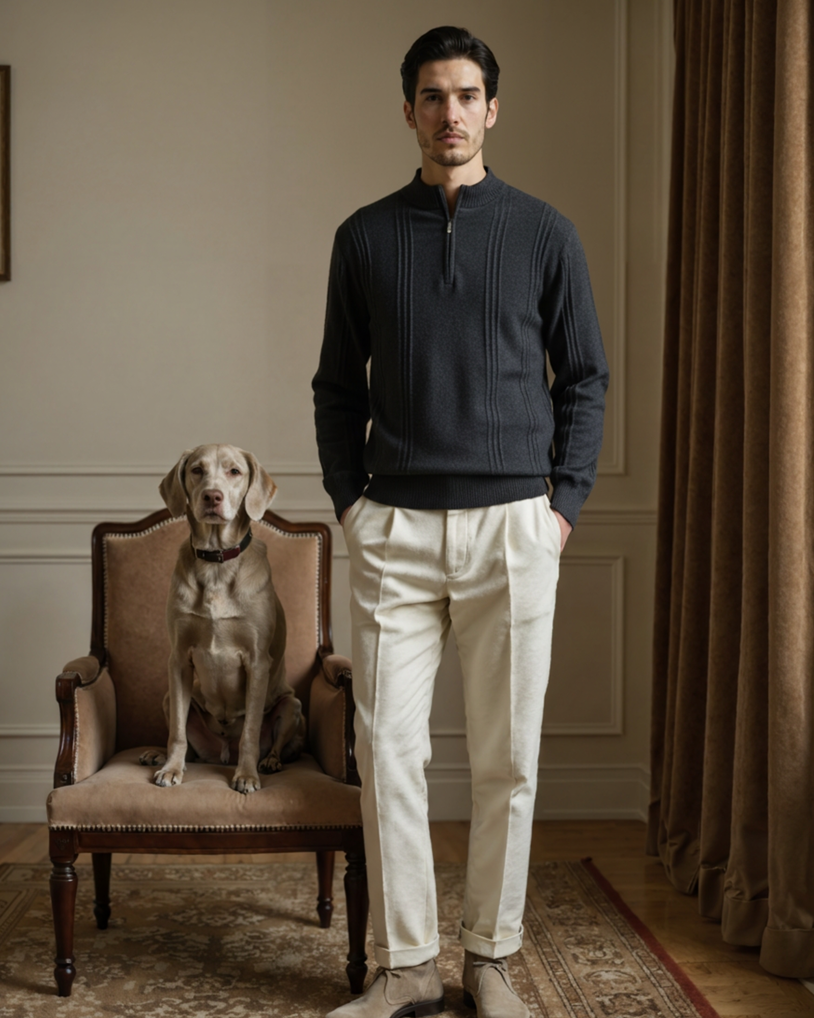 WISEMERE | CASHMERE RIBBED HALF ZIP
