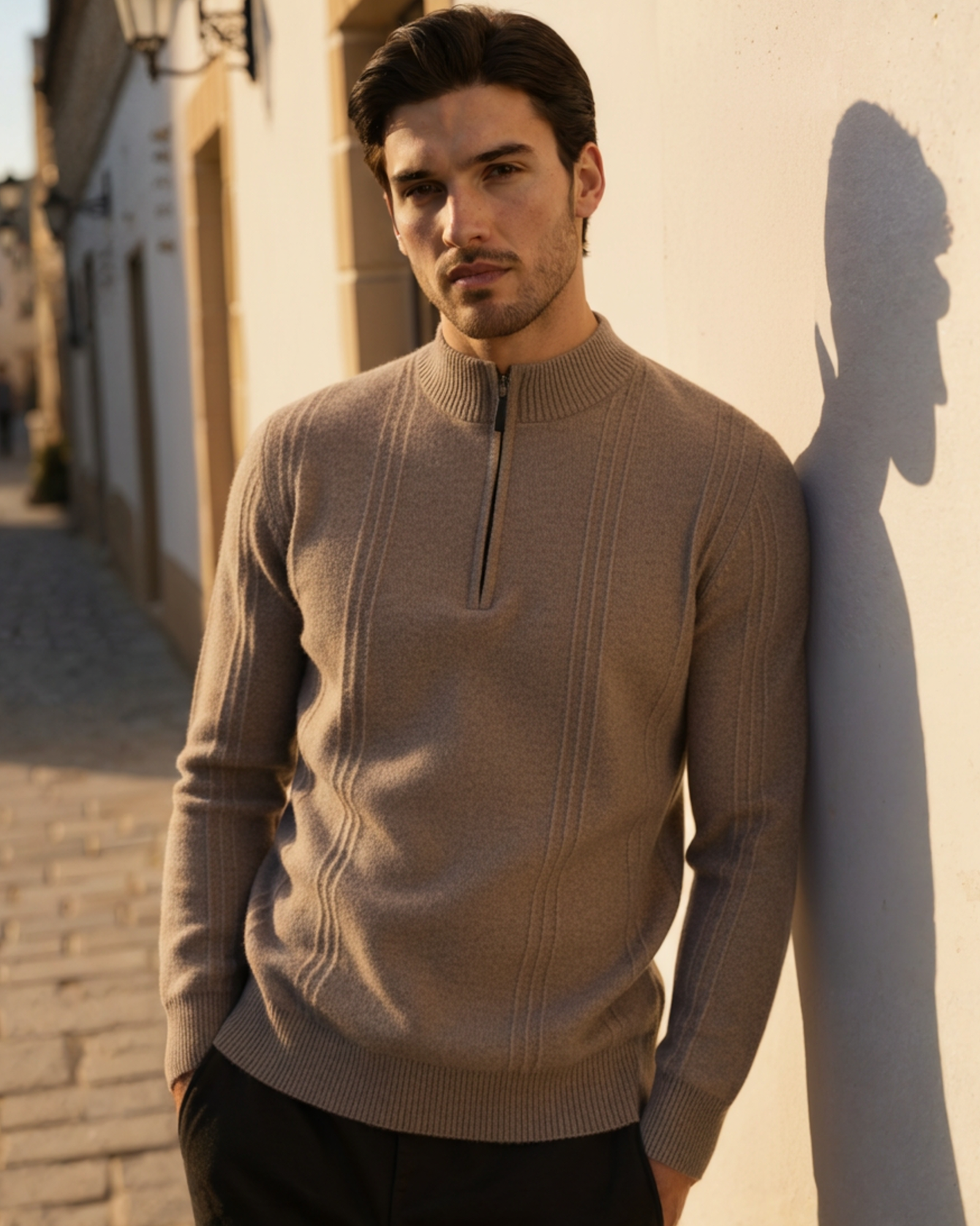 WISEMERE | CASHMERE RIBBED HALF ZIP
