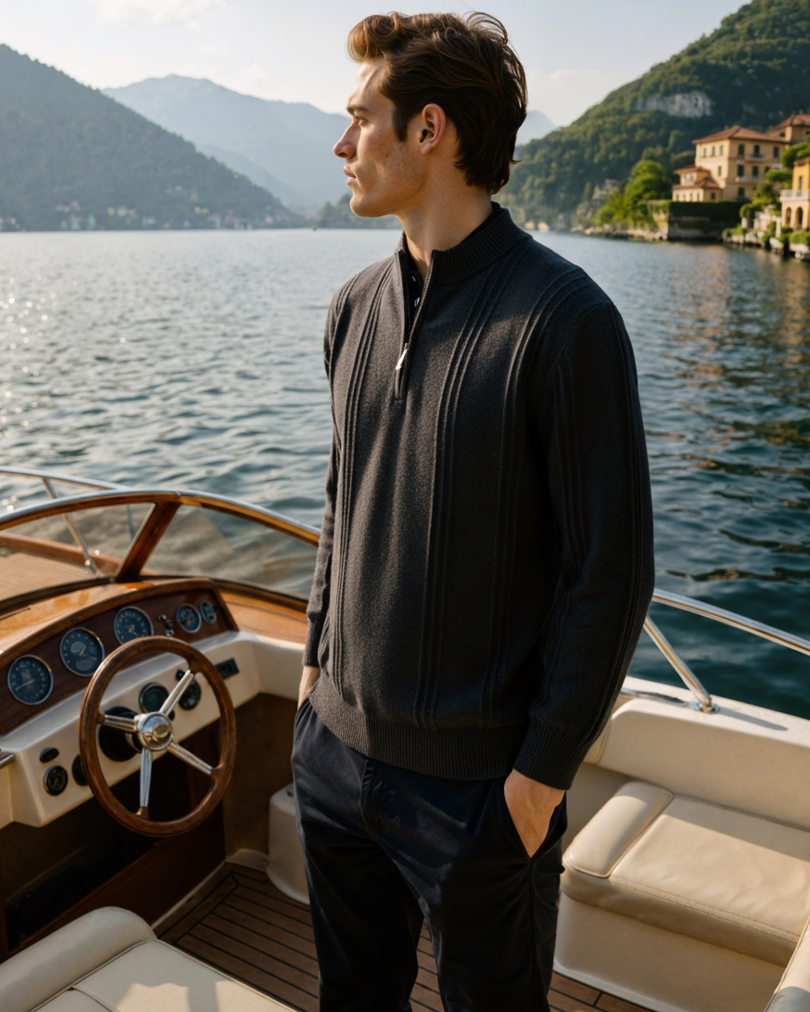 WISEMERE | CASHMERE RIBBED HALF ZIP
