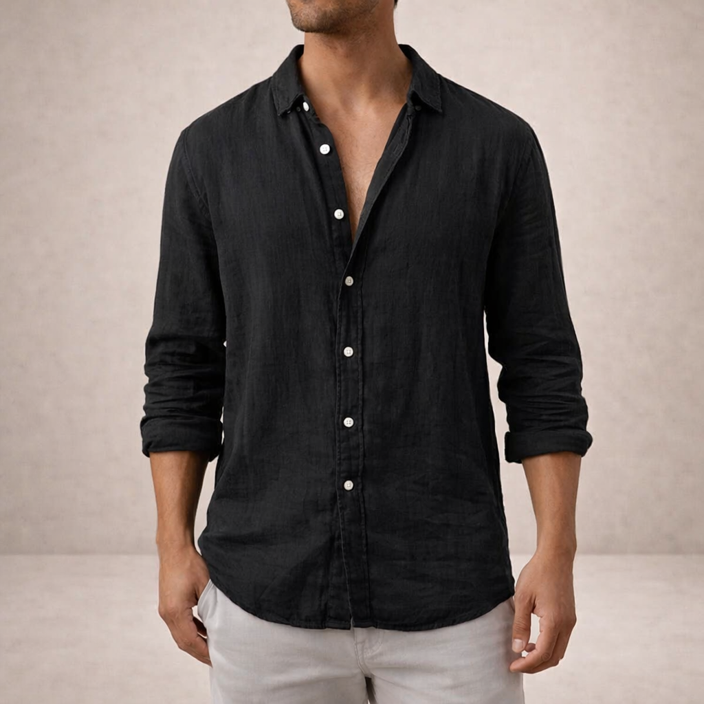 WISEMERE™ | Open-Collar Linen Shirt