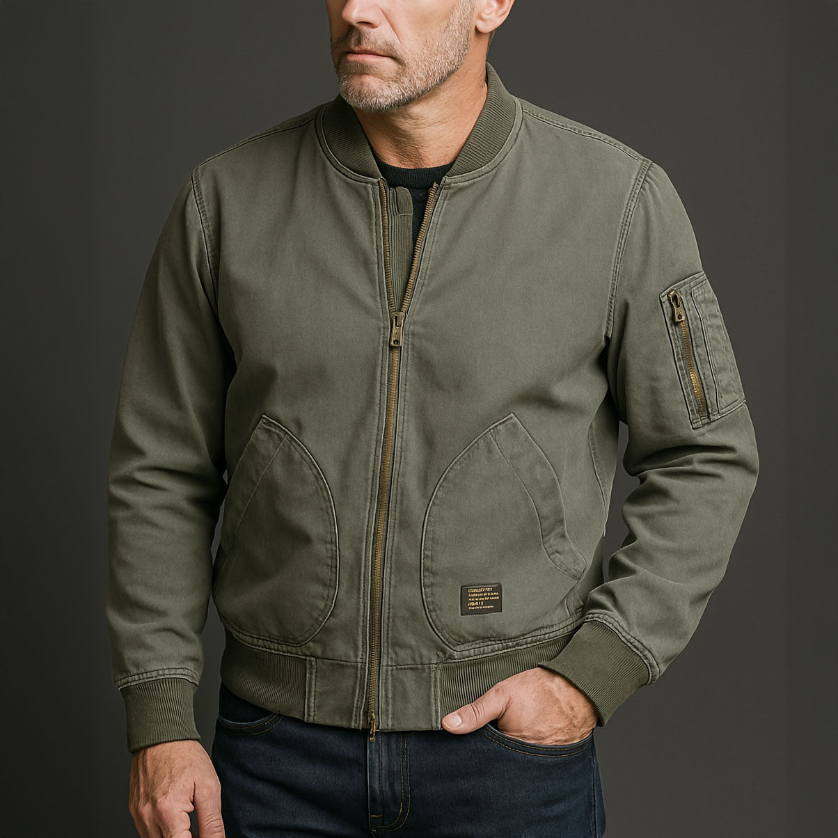 WISEMERE™ | Men's Ribbed-Trim Bomber Jacket