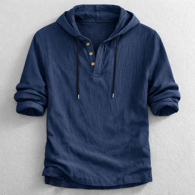 WISEMERE™ | Men's Hooded Henley Shirt
