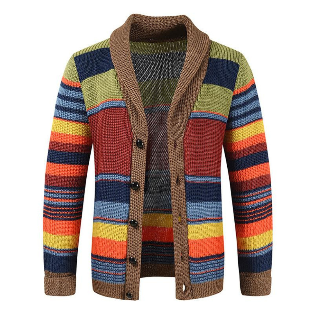 WISEMERE™ | Men's Striped Shawl Collar Cardigan