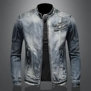 WISEMERE™ | Men's Distressed Denim Moto Jacket