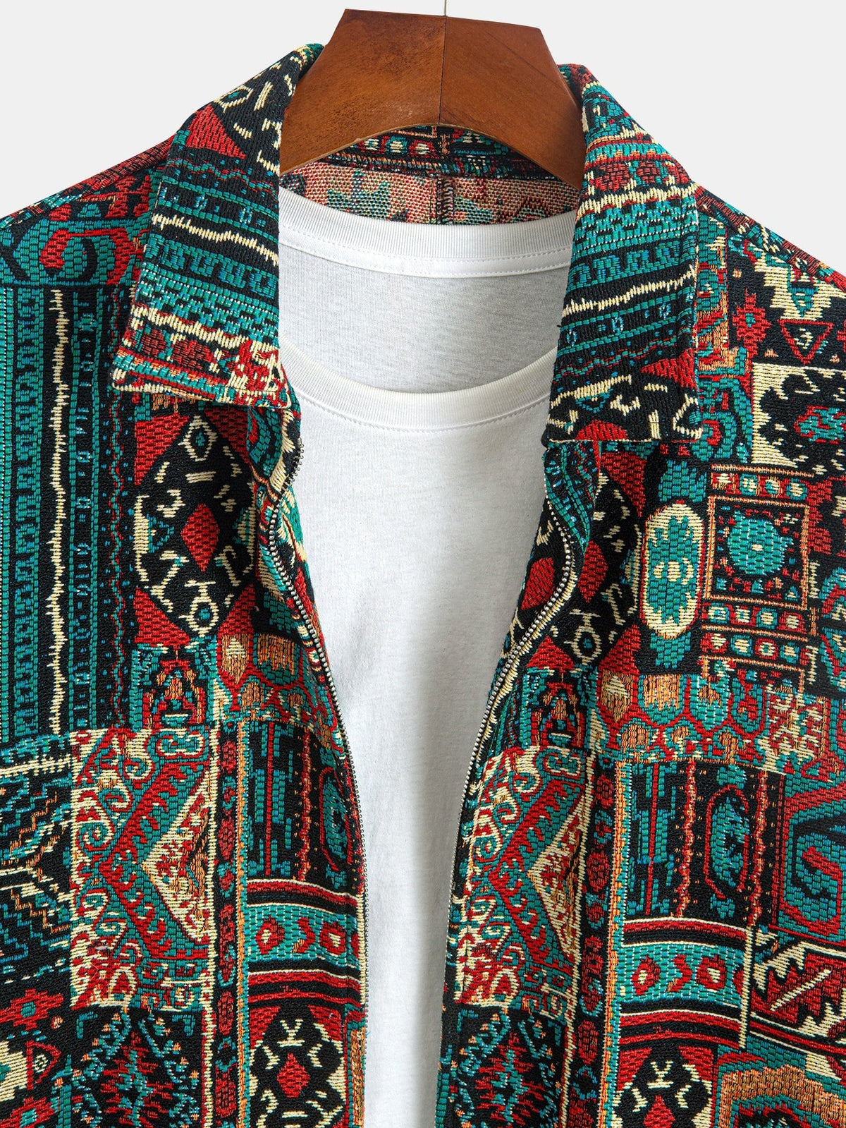 WISEMERE™ | Patterned Lapel Zip Jacket
