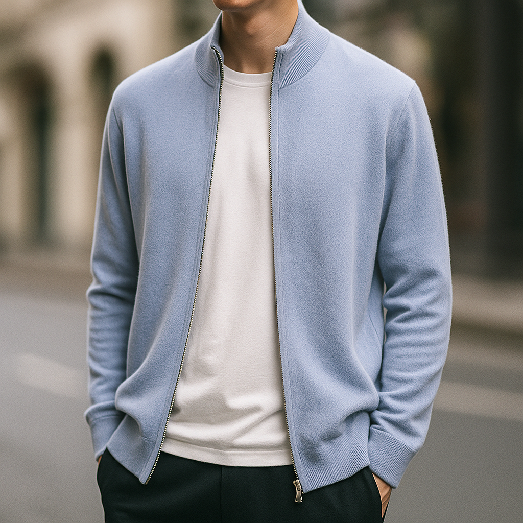 WISEMERE™ | Men's Fine Knit Zip Cardigan