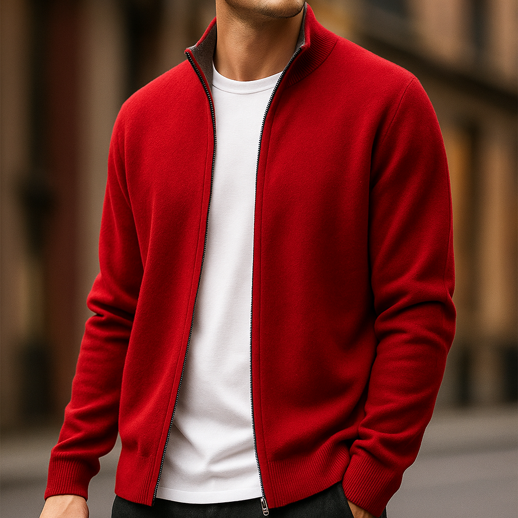 WISEMERE™ | Men's Fine Knit Zip Cardigan