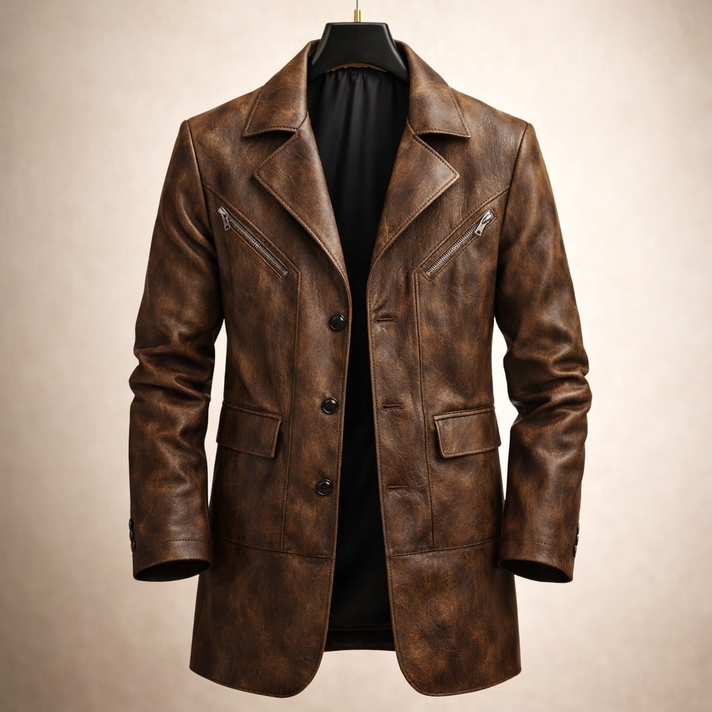 WISEMERE™ | Men's Structured Leather Panel Coat