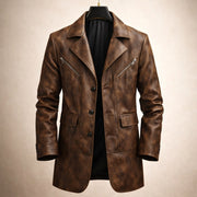 WISEMERE™ | Men's Structured Leather Panel Coat