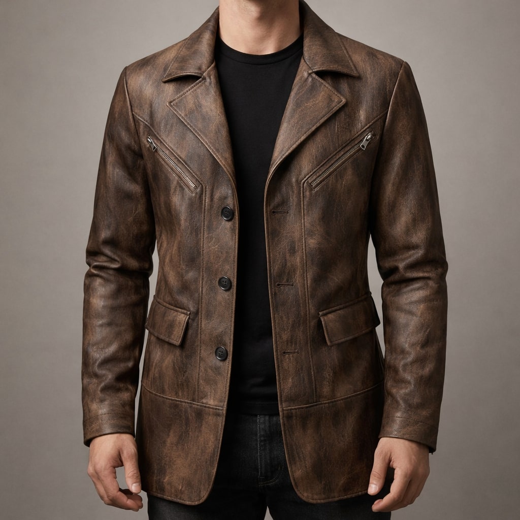 WISEMERE™ | Men's Structured Leather Panel Coat
