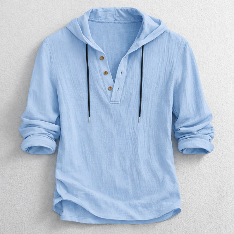 WISEMERE™ | Men's Hooded Henley Shirt