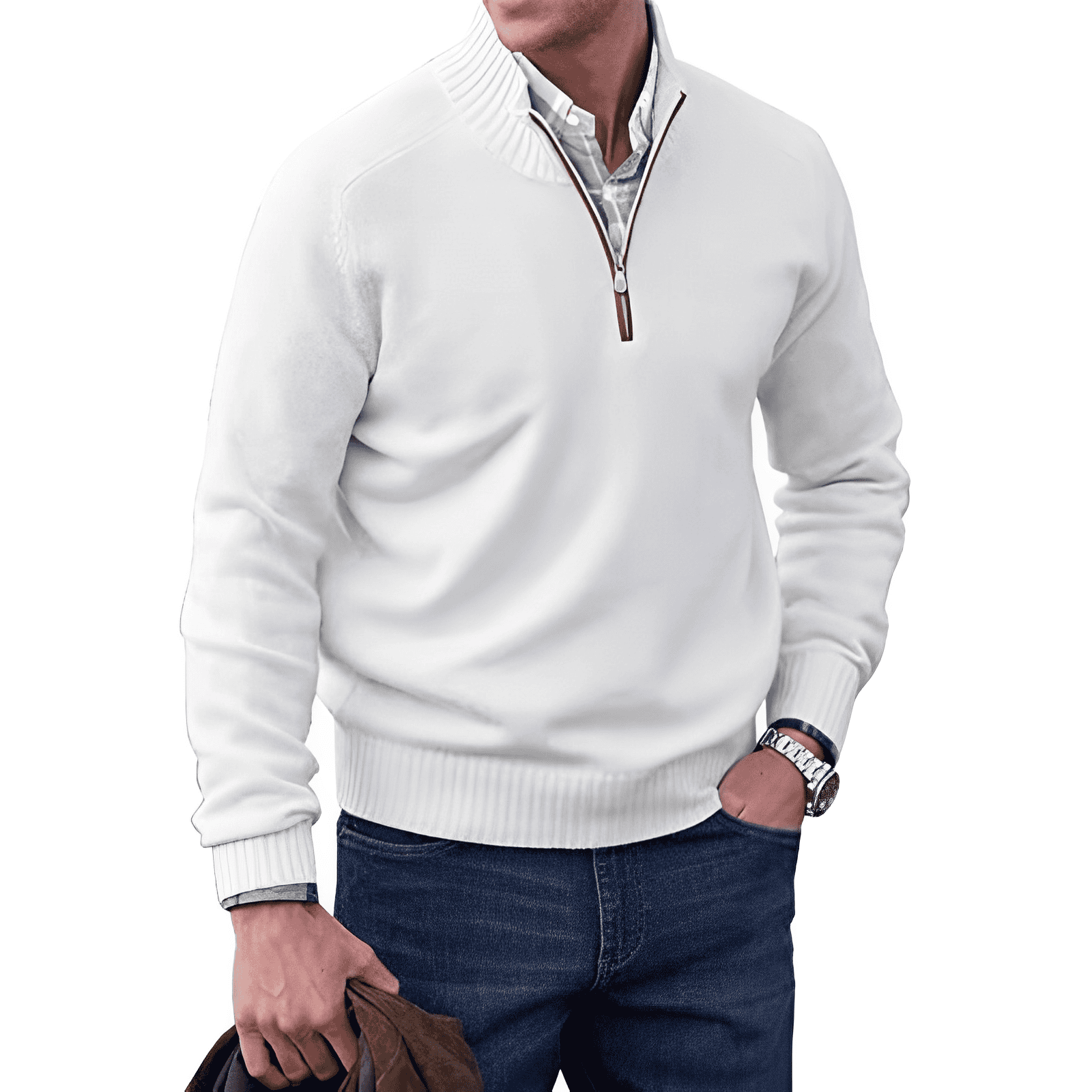 WISEMERE | ZIPPERED KNIT PULLOVER FOR MEN