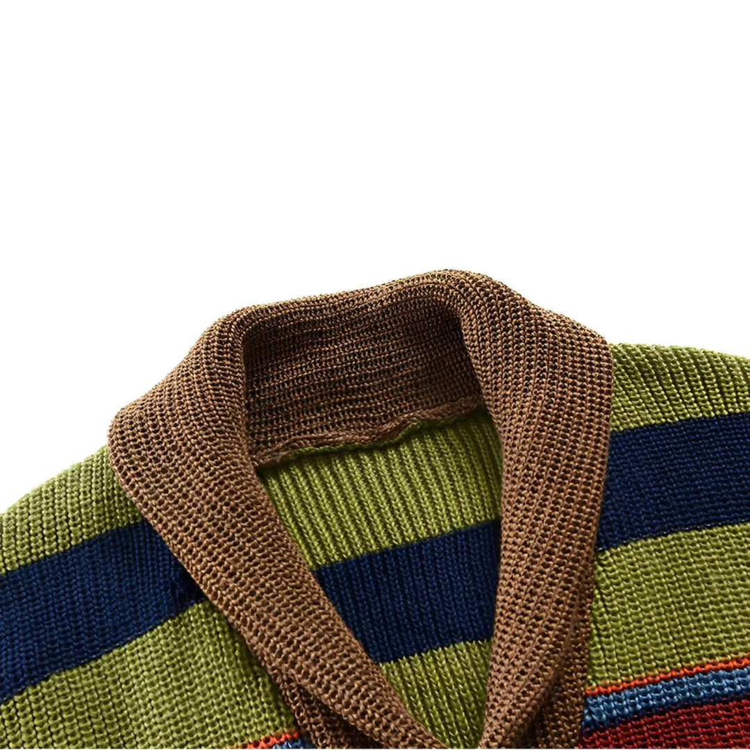 WISEMERE™ | Men's Striped Shawl Collar Cardigan