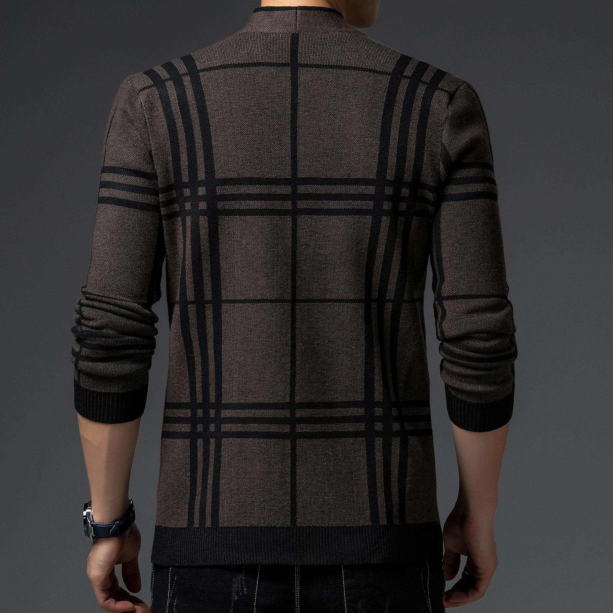 WISEMERE | CHECKERED KNIT CARDIGAN FOR MEN