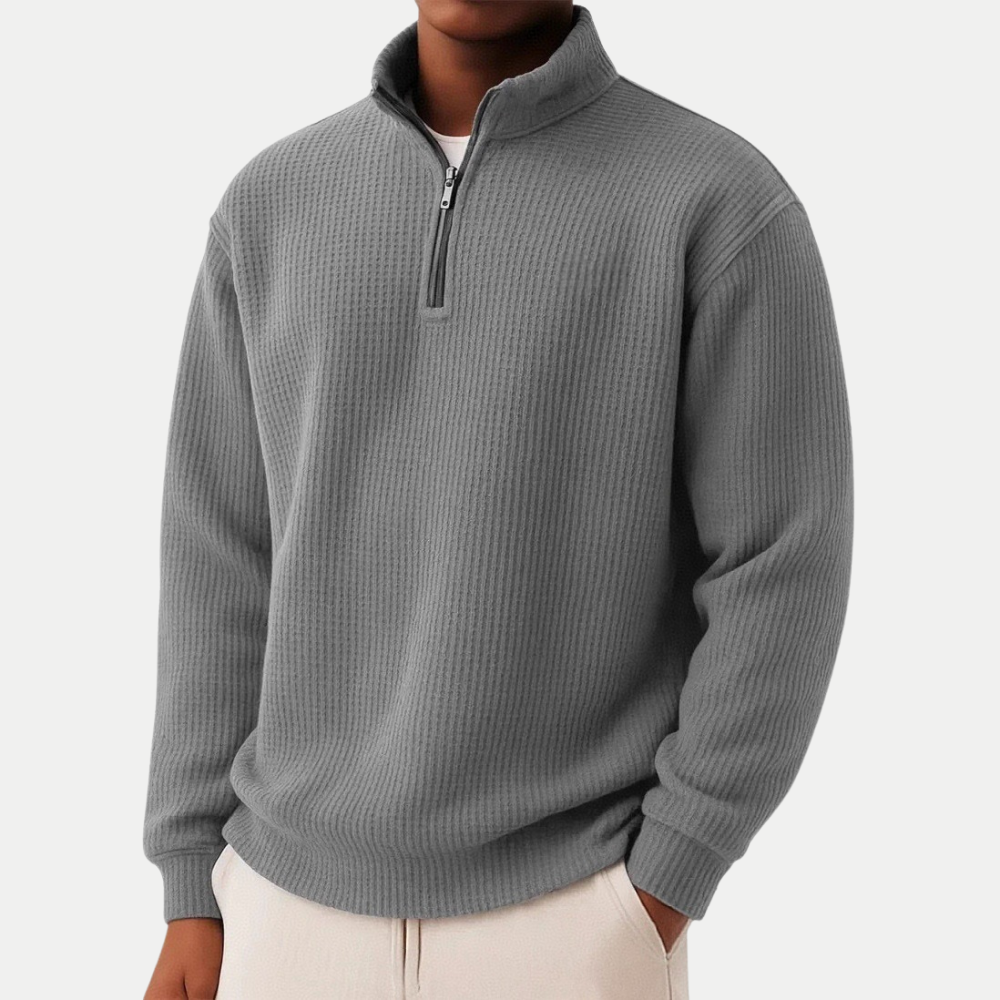 WISEMERE | ZIP-COLLAR KNIT SWEATER FOR MEN