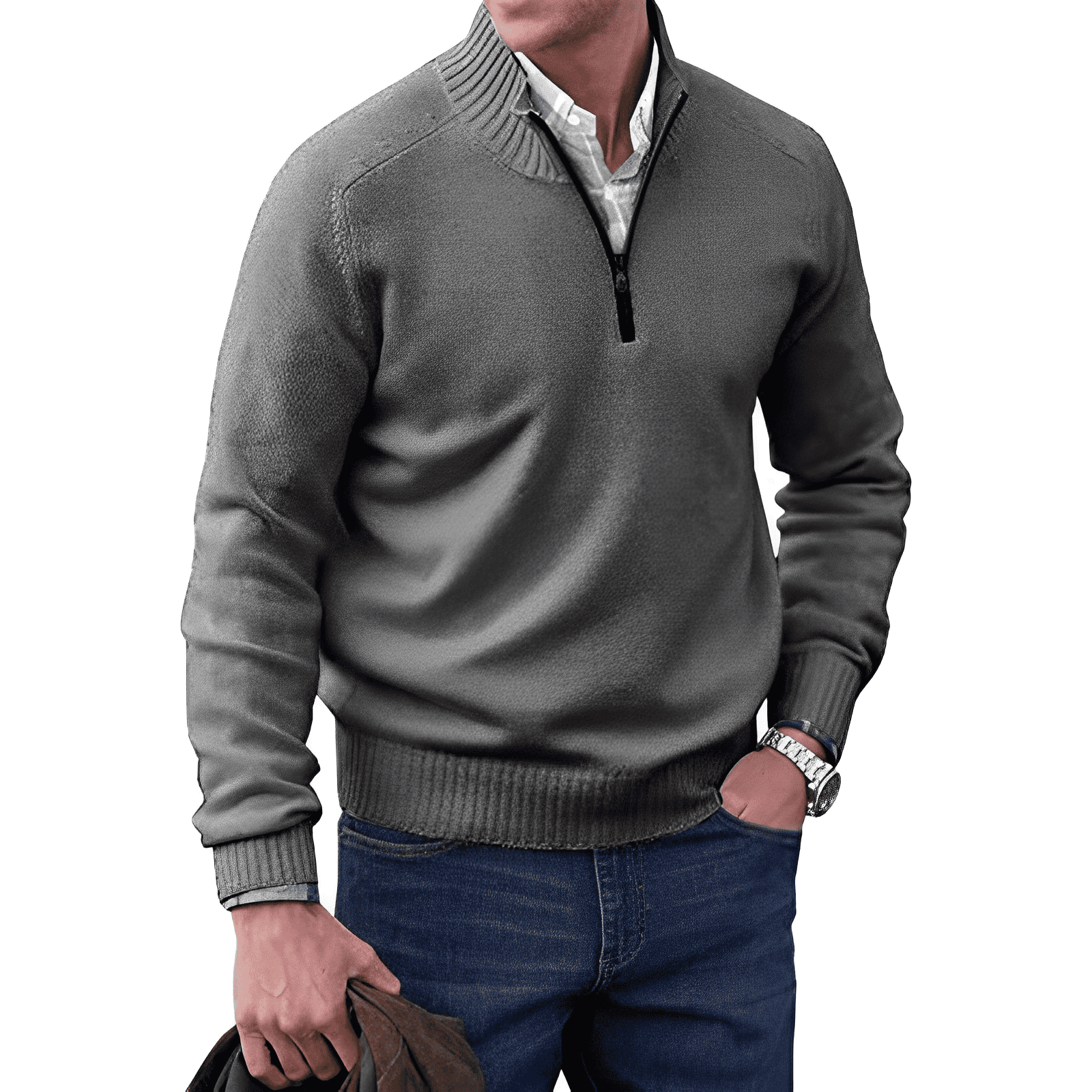 WISEMERE | ZIPPERED KNIT PULLOVER FOR MEN