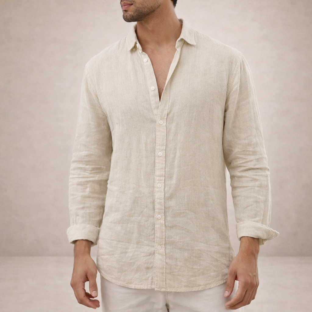 WISEMERE™ | Open-Collar Linen Shirt