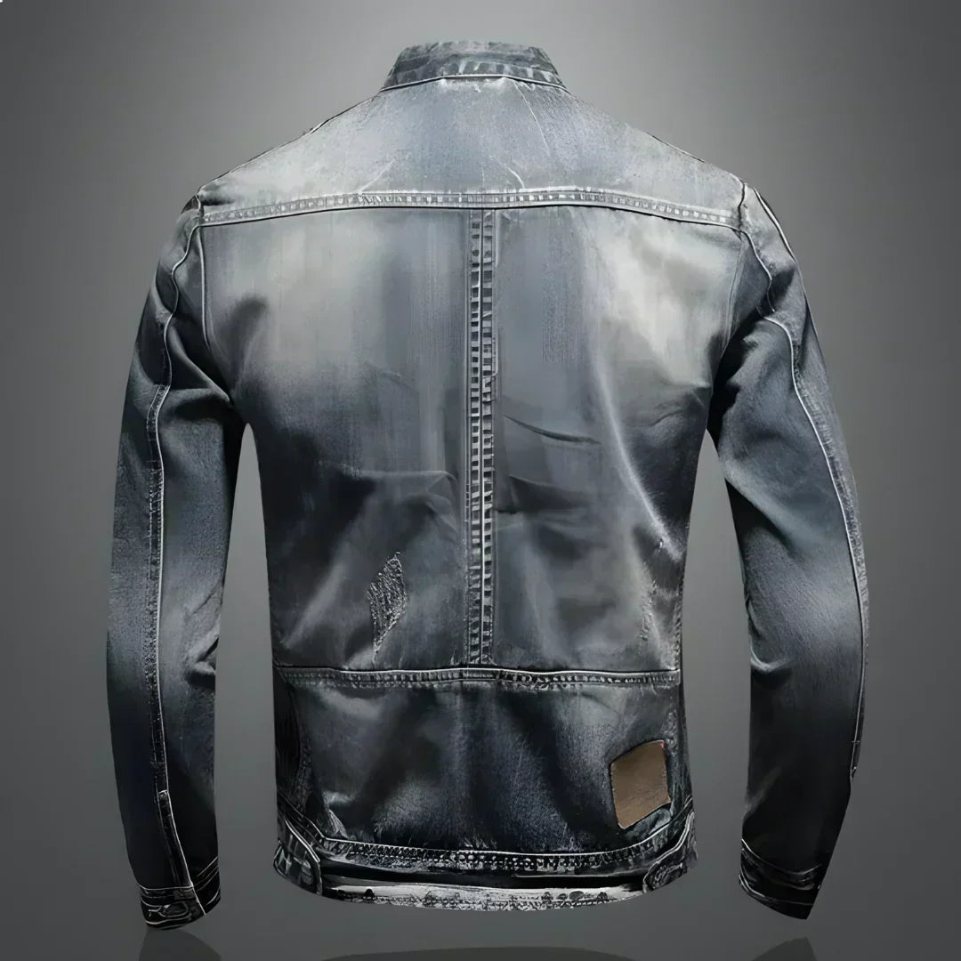 WISEMERE™ | Men's Distressed Denim Moto Jacket