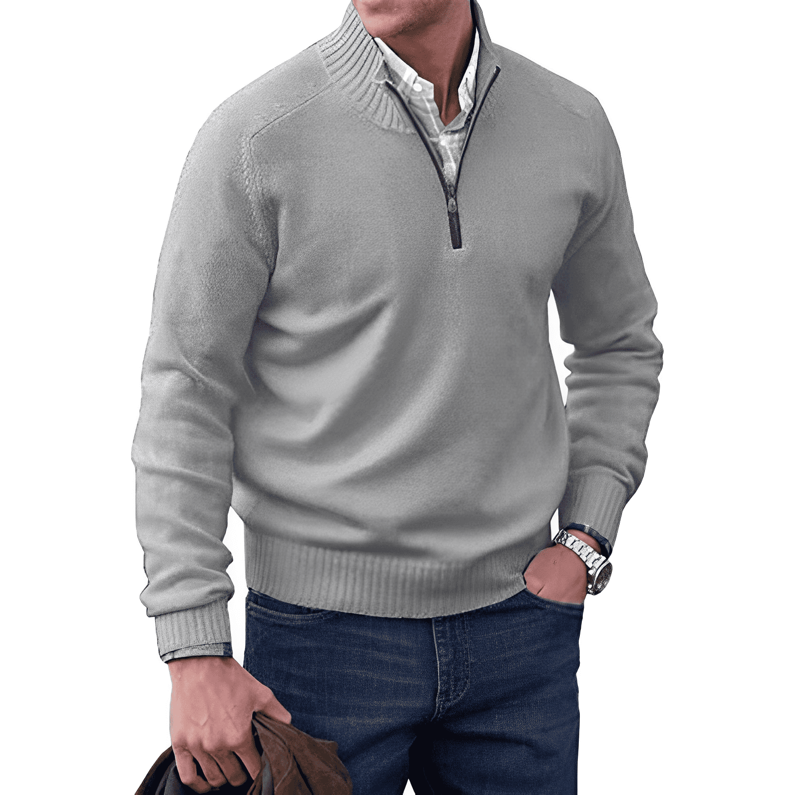 WISEMERE | ZIPPERED KNIT PULLOVER FOR MEN