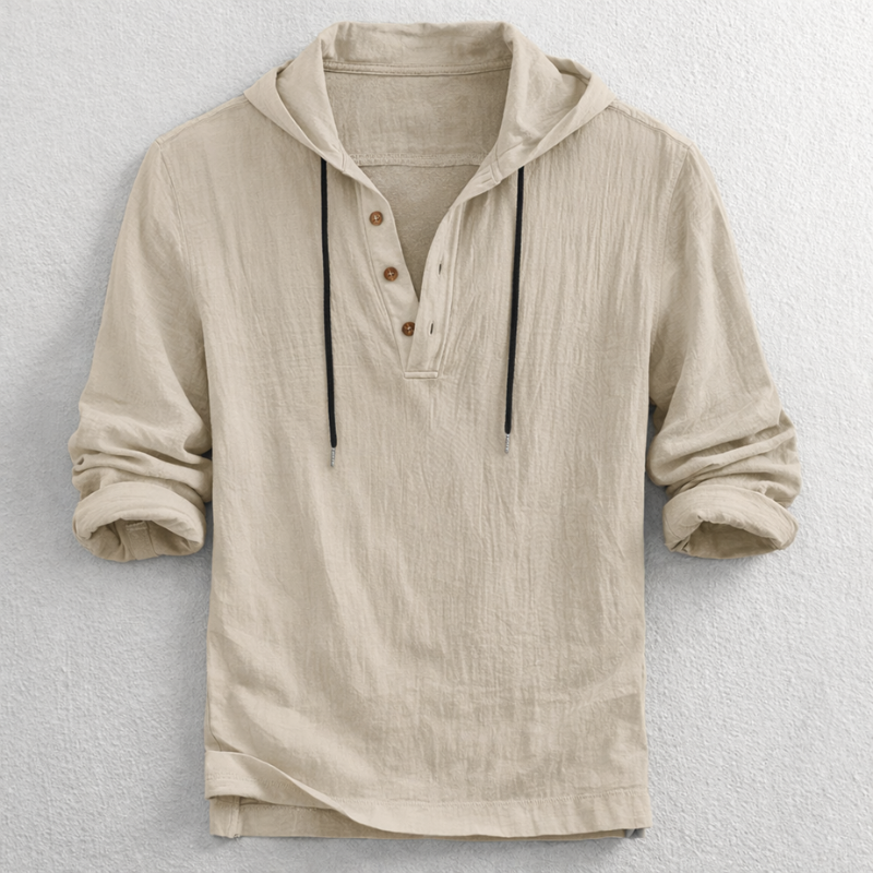 WISEMERE™ | Men's Hooded Henley Shirt