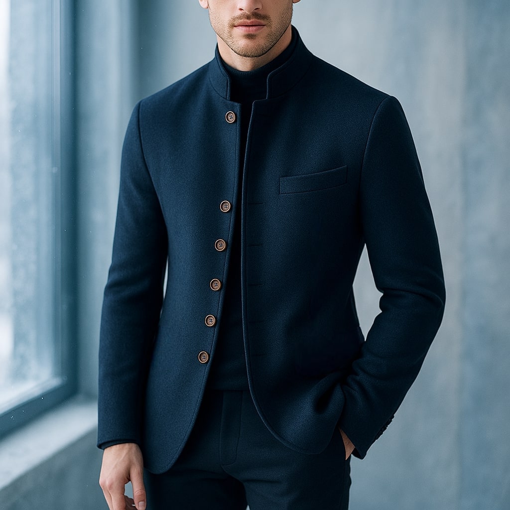 WISEMERE | WOOL JACKET WITH STRAIGHT COLLAR