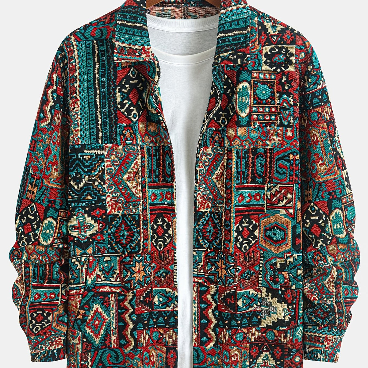 WISEMERE™ | Patterned Lapel Zip Jacket