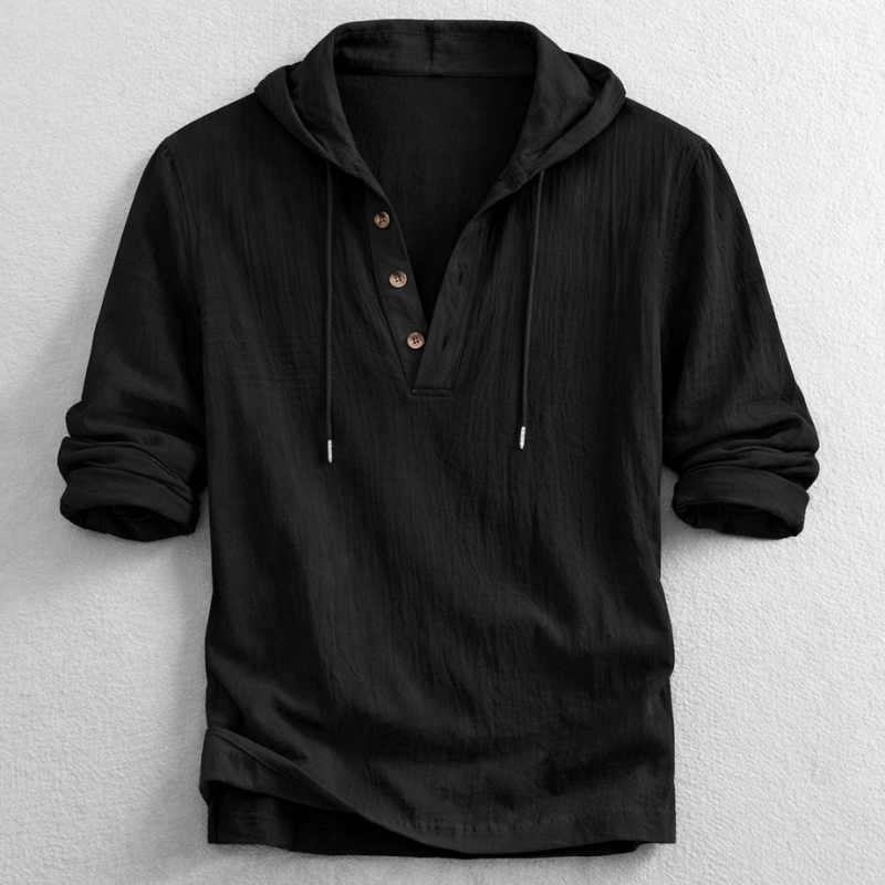 WISEMERE™ | Men's Hooded Henley Shirt