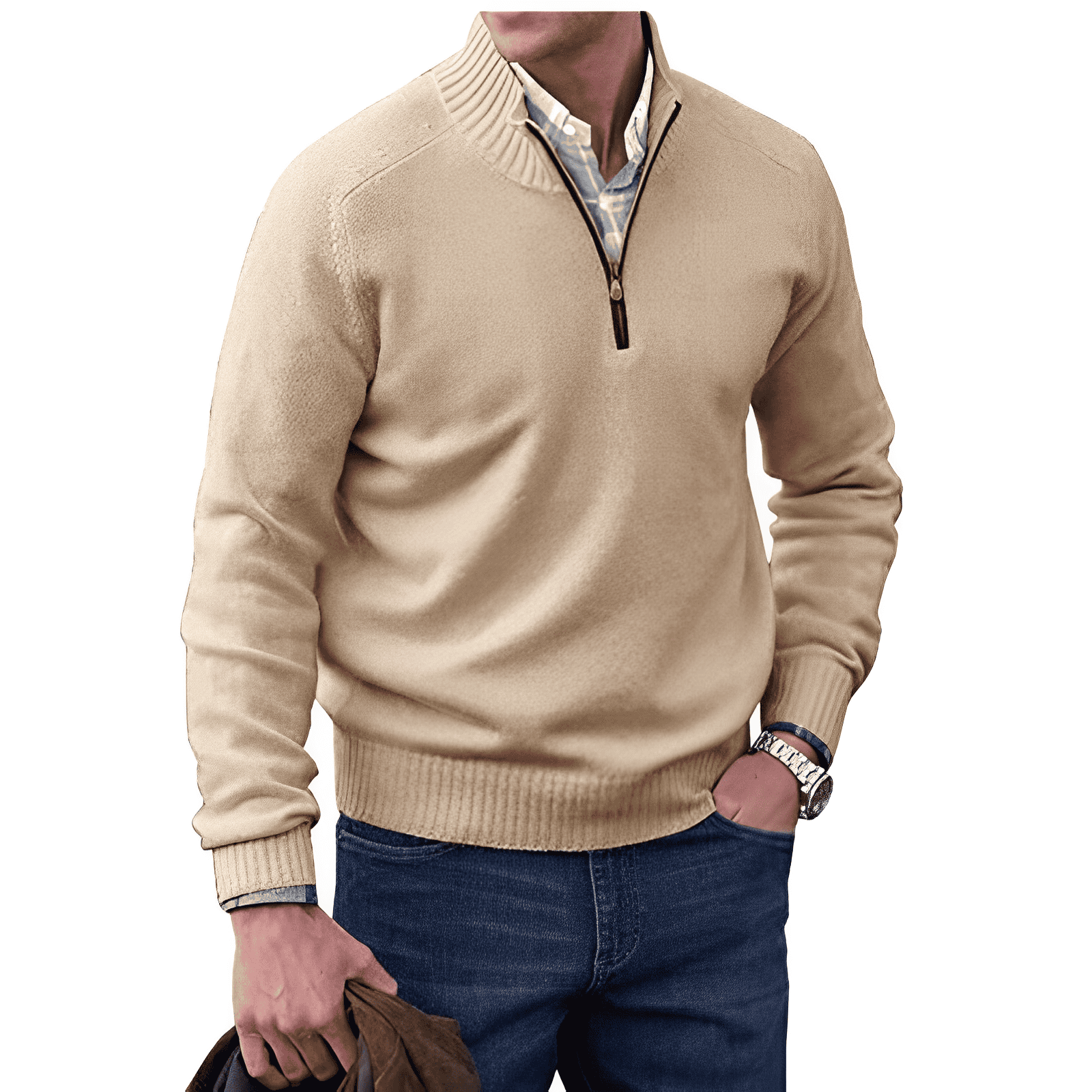 WISEMERE | ZIPPERED KNIT PULLOVER FOR MEN