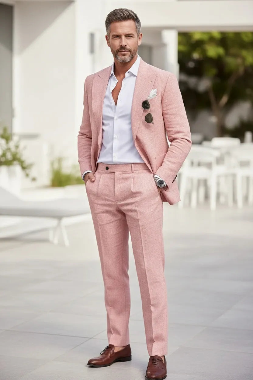WISEMERE™ | Men's Italian-Cut Linen 2-Piece Suits