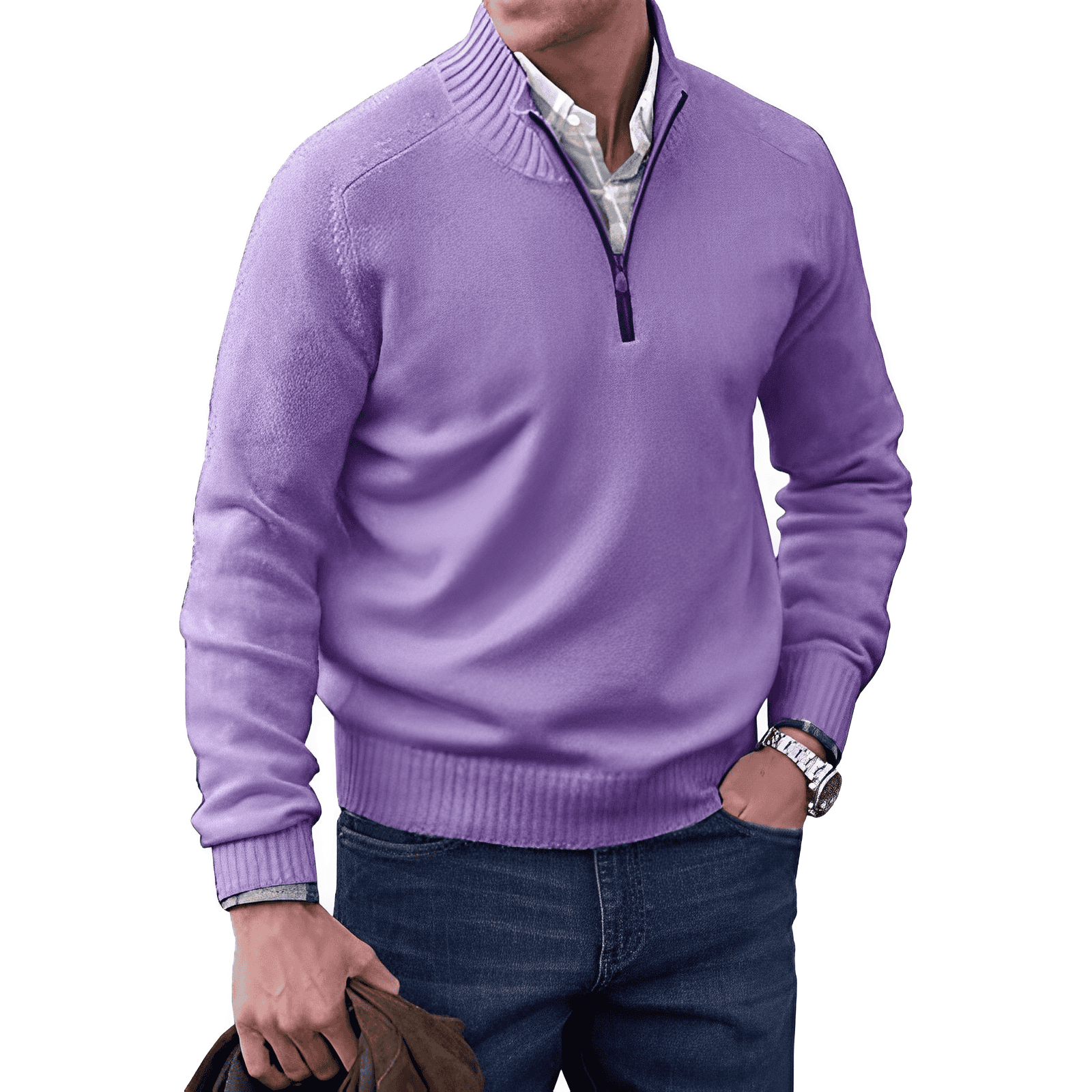 WISEMERE | ZIPPERED KNIT PULLOVER FOR MEN