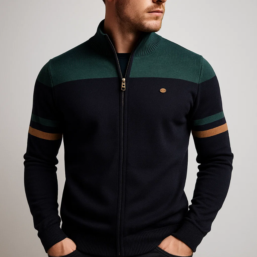 WISEMERE | COLORBLOCK HOODIE WITH ZIP FOR MEN