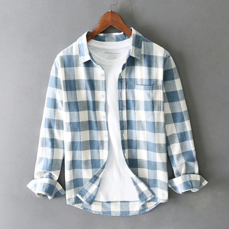 WISEMERE™ | Men's Brushed Cotton Check Shirt