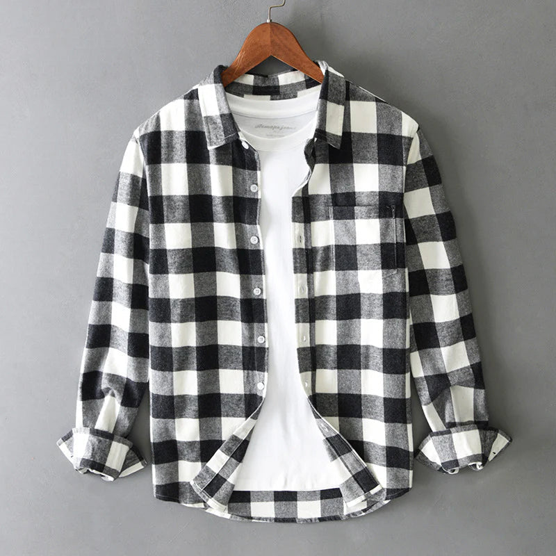 WISEMERE™ | Men's Brushed Cotton Check Shirt