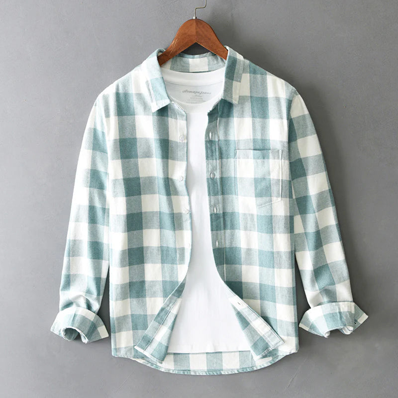 WISEMERE™ | Men's Brushed Cotton Check Shirt