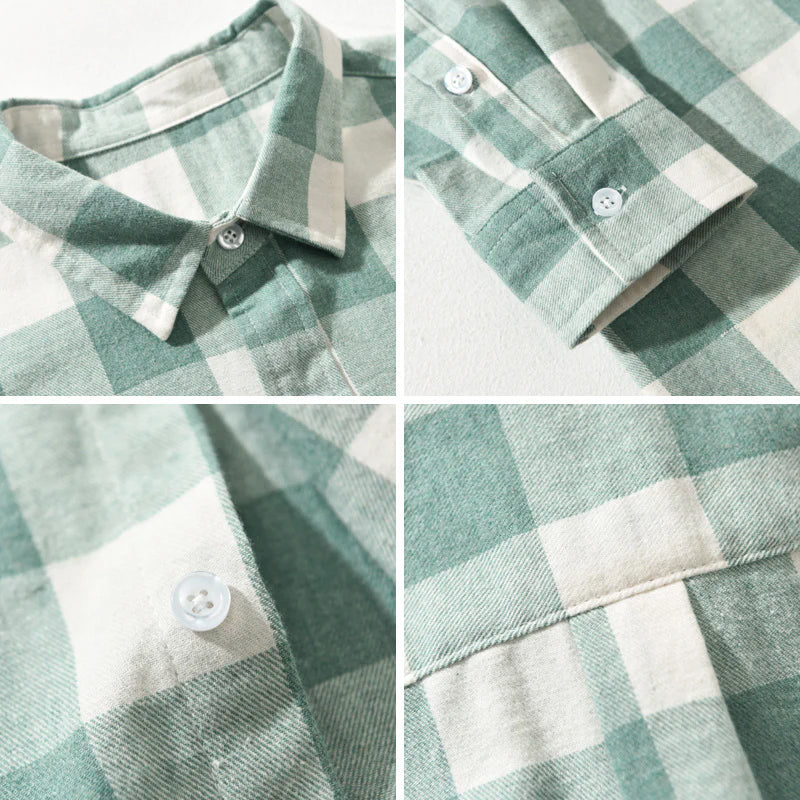 WISEMERE™ | Men's Brushed Cotton Check Shirt