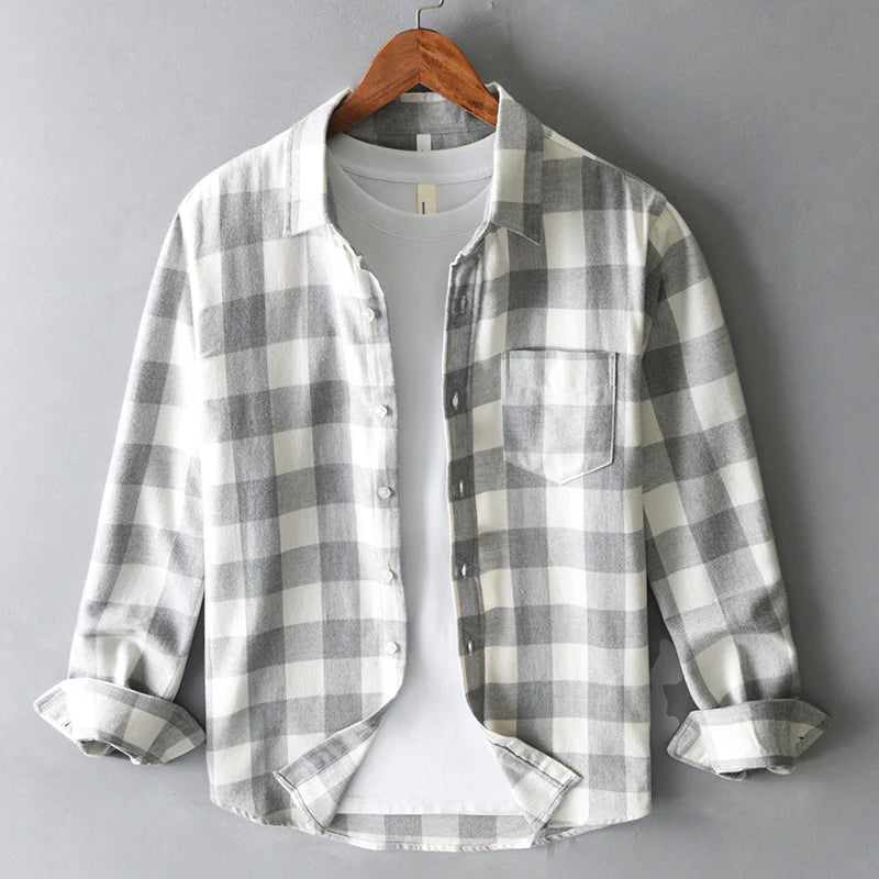 WISEMERE™ | Men's Brushed Cotton Check Shirt