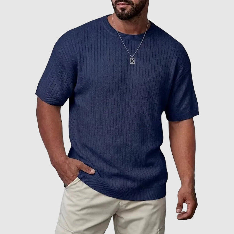 WISEMERE™ | Men's Textured Knit Short Sleeve Sweater