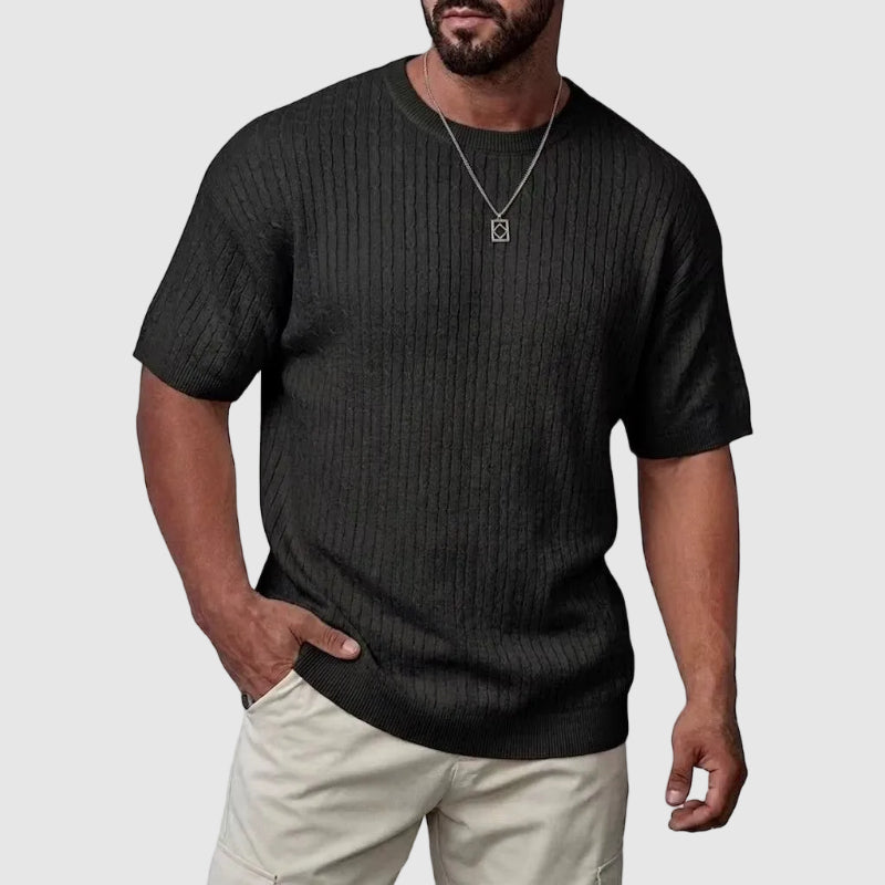 WISEMERE™ | Men's Textured Knit Short Sleeve Sweater