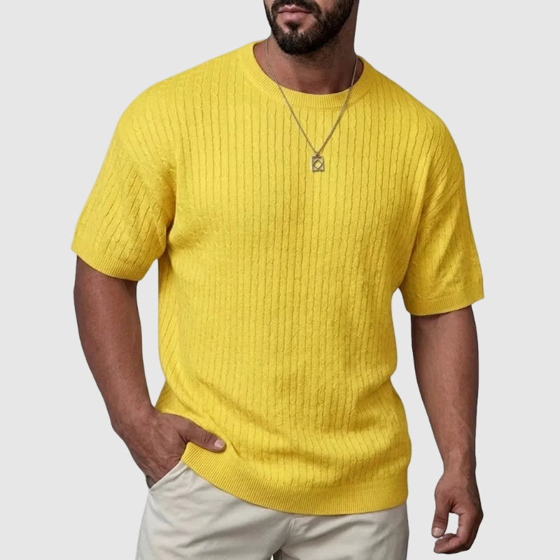 WISEMERE™ | Men's Textured Knit Short Sleeve Sweater