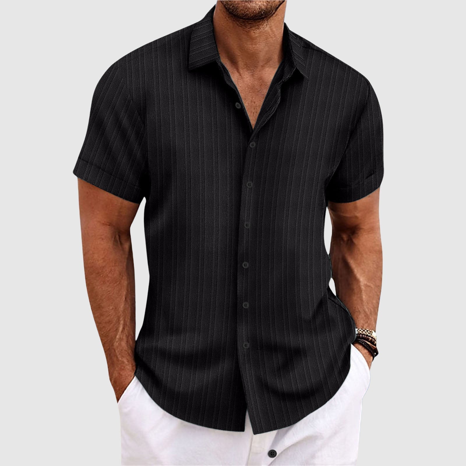 WISEMERE™ | Men's Striped Lapel Collar Shirt