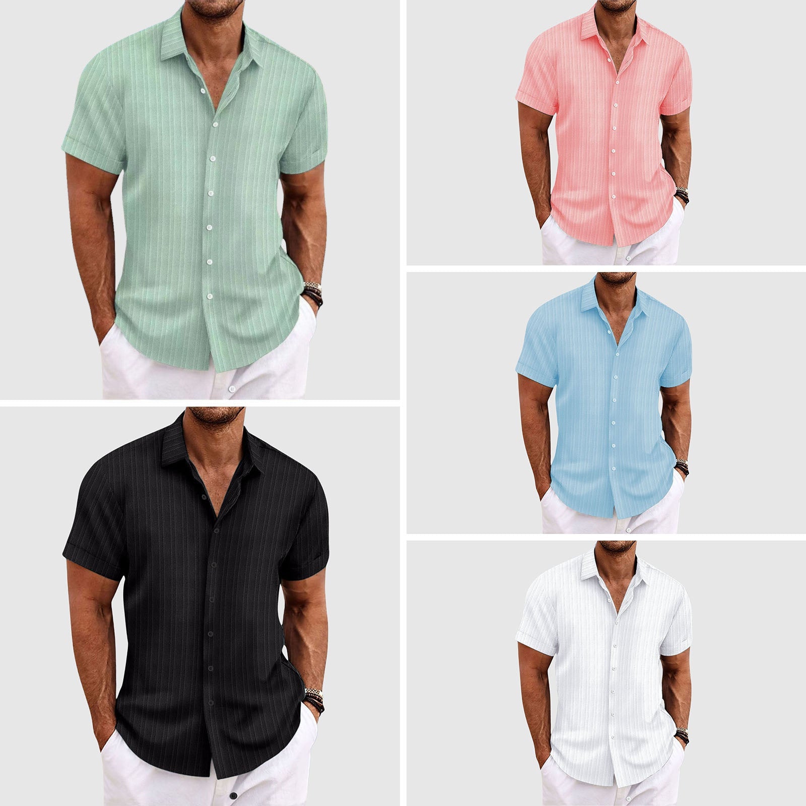 WISEMERE™ | Men's Striped Lapel Collar Shirt