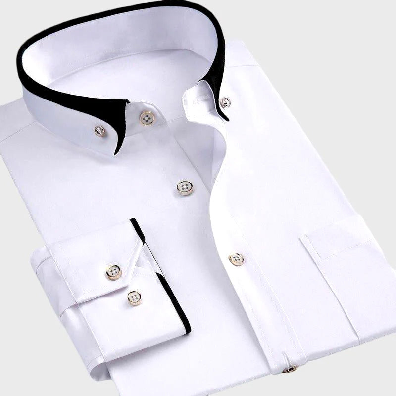 WISEMERE™ | Men's Stretch Cotton Button-Down Shirt