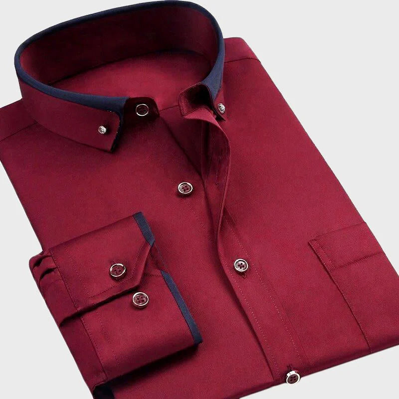 WISEMERE™ | Men's Stretch Cotton Button-Down Shirt