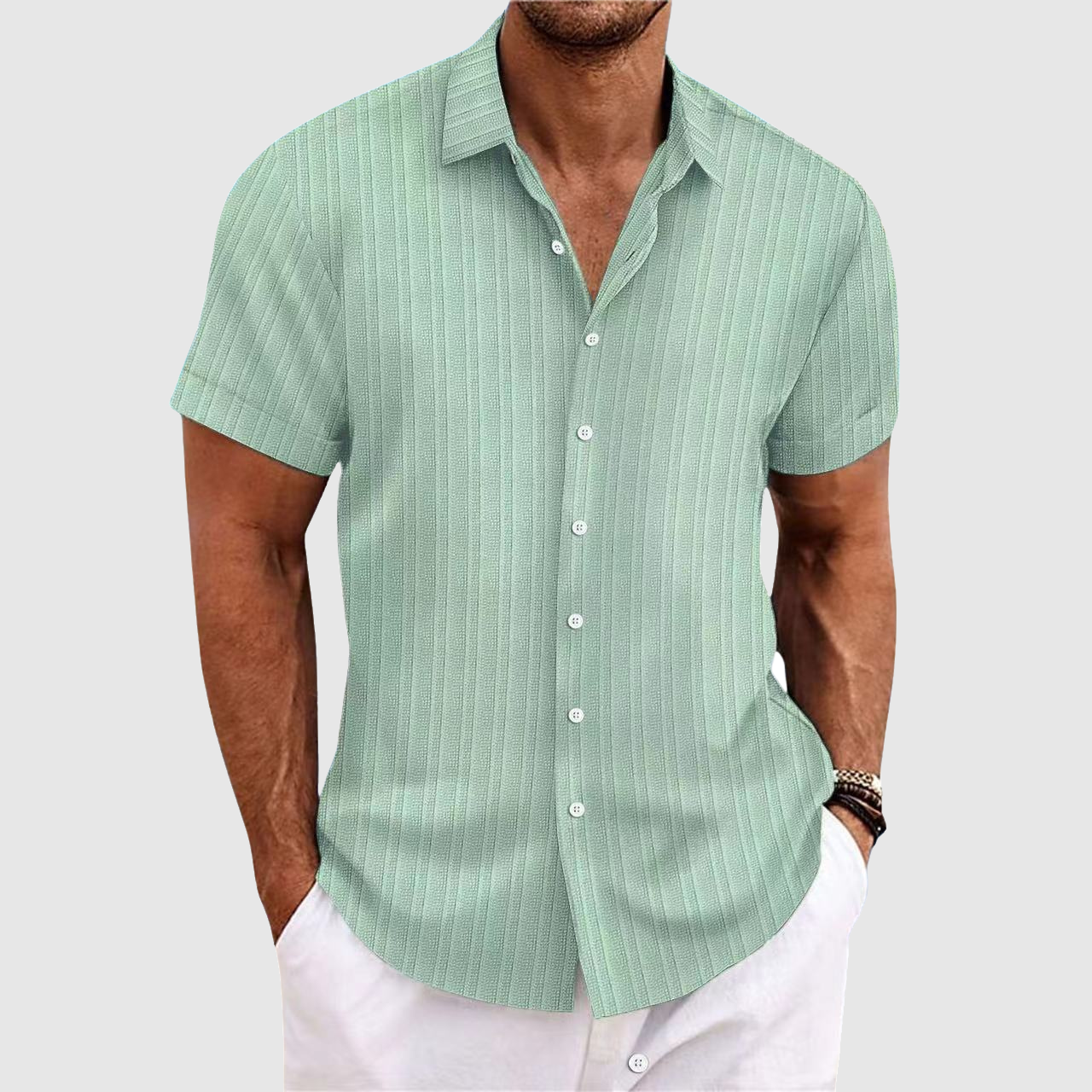 WISEMERE™ | Men's Striped Lapel Collar Shirt
