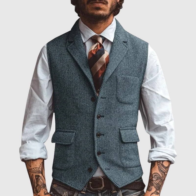 WISEMERE™ | Men's Herringbone Waistcoat