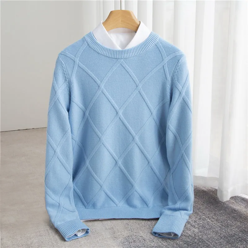WISEMERE™ | Men's Cashmere Argyle Knit Sweater