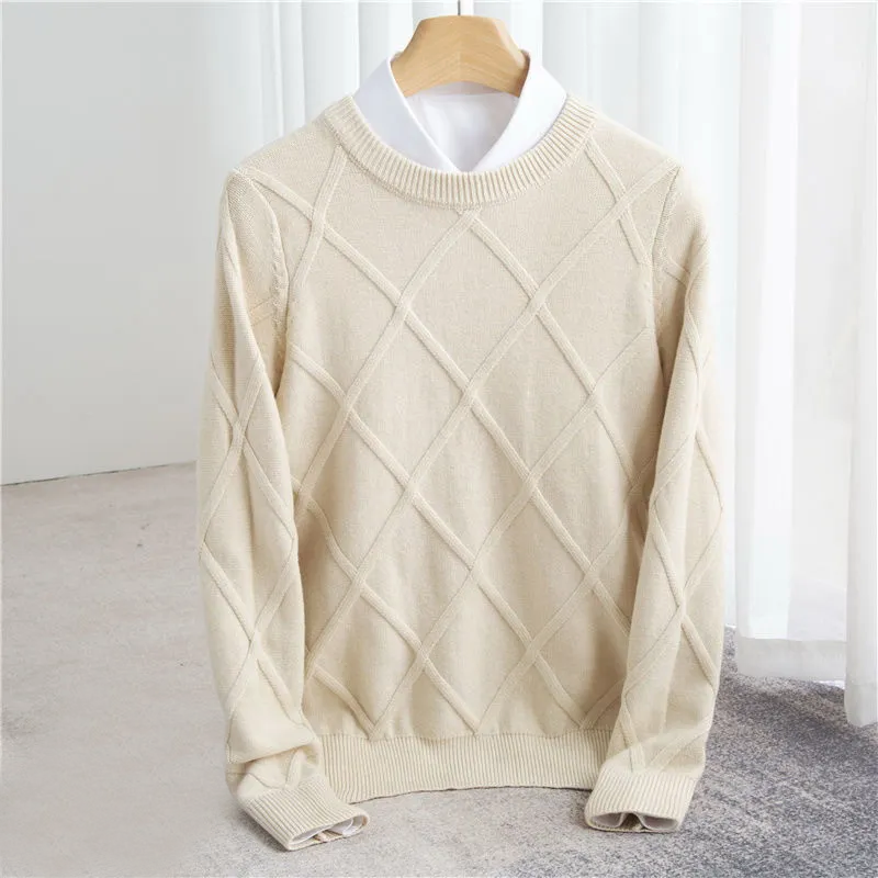 WISEMERE™ | Men's Cashmere Argyle Knit Sweater