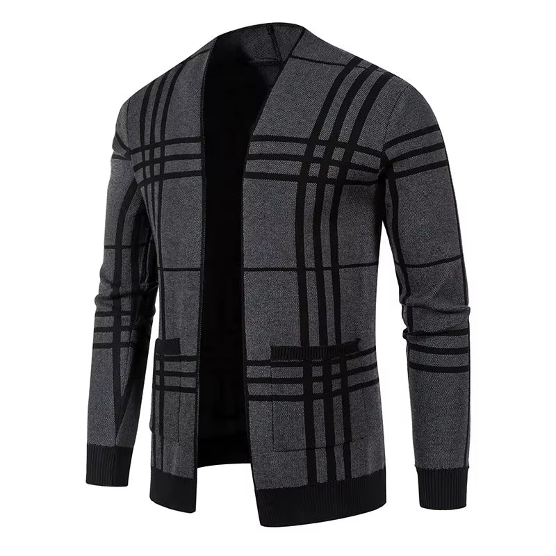 WISEMERE™ | Men's Open-Front Check Knit Cardigan