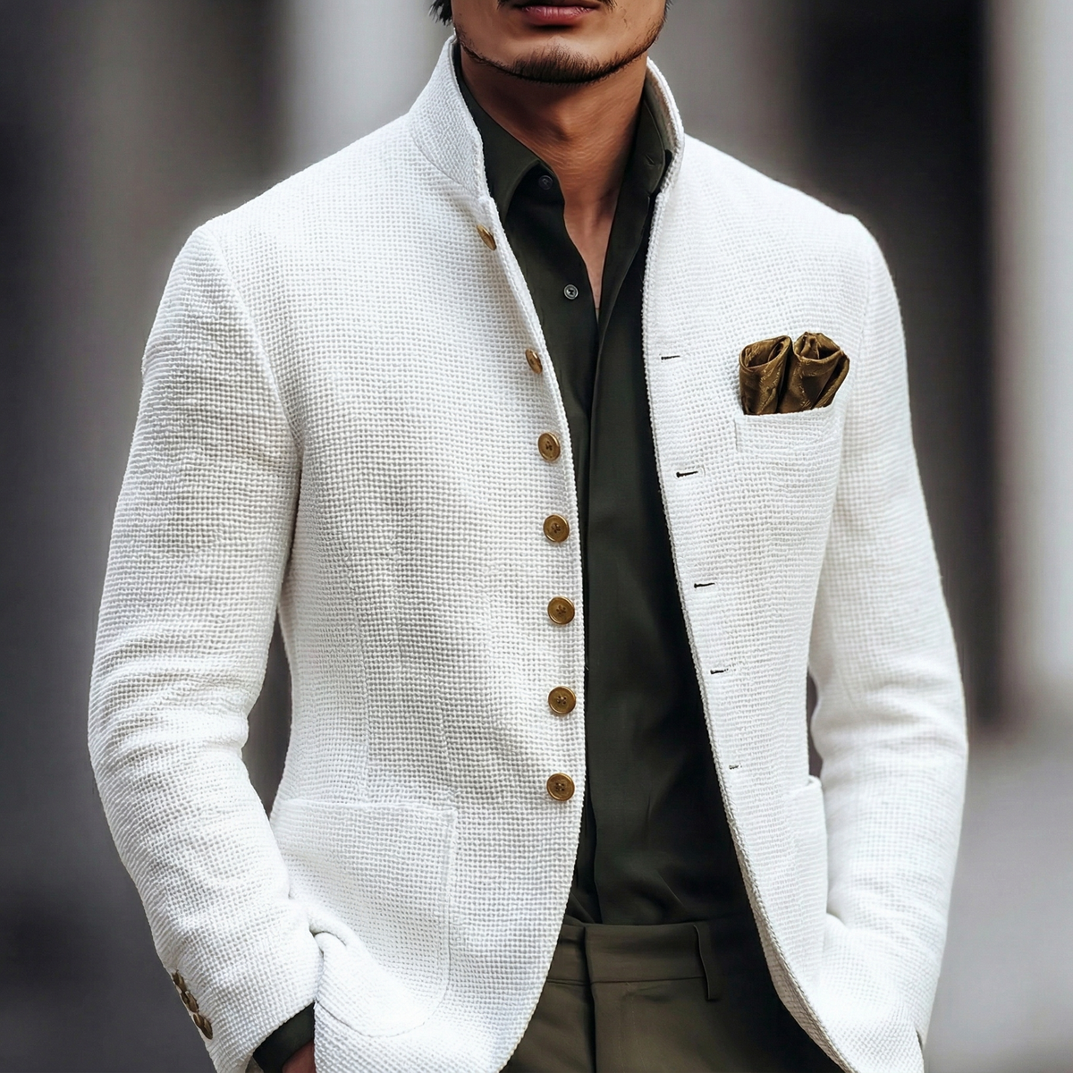 WISEMERE™ | Men's Gold-Button Knit Blazer