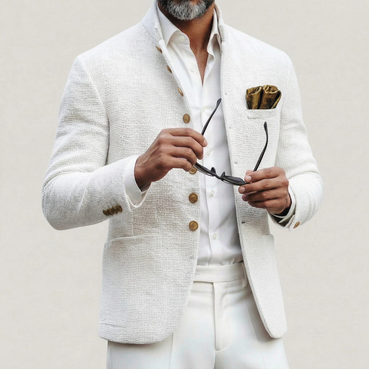WISEMERE™ | Men's Gold-Button Knit Blazer